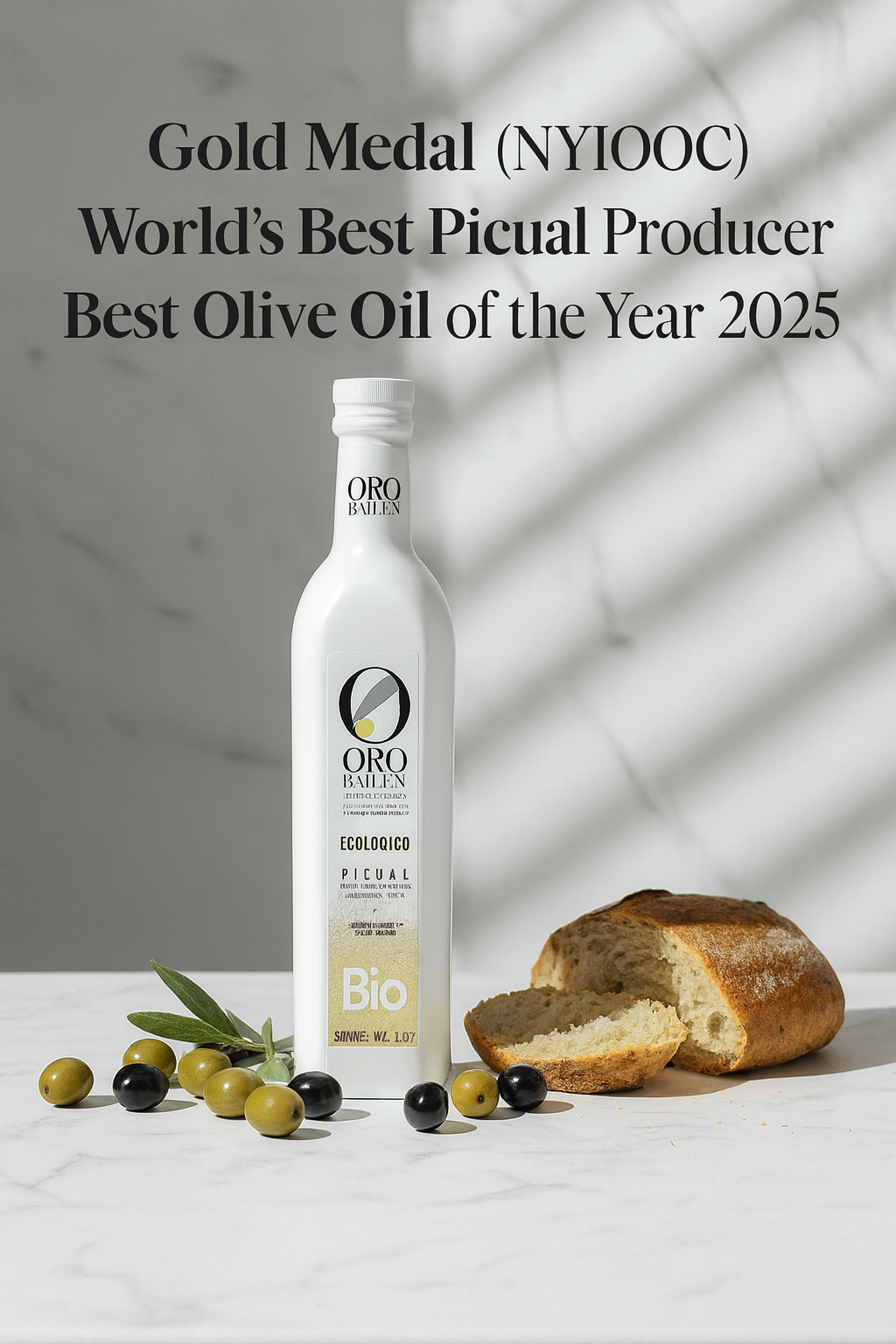 Oro Bailén Organic Picual Extra Virgin Olive Oil (1 BOX / 6 Bottles)